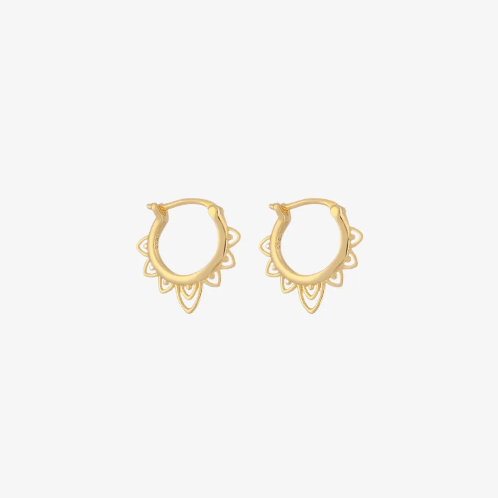 18k Gold Plated Hoop Earrings for Women - Mini Sun Hoops