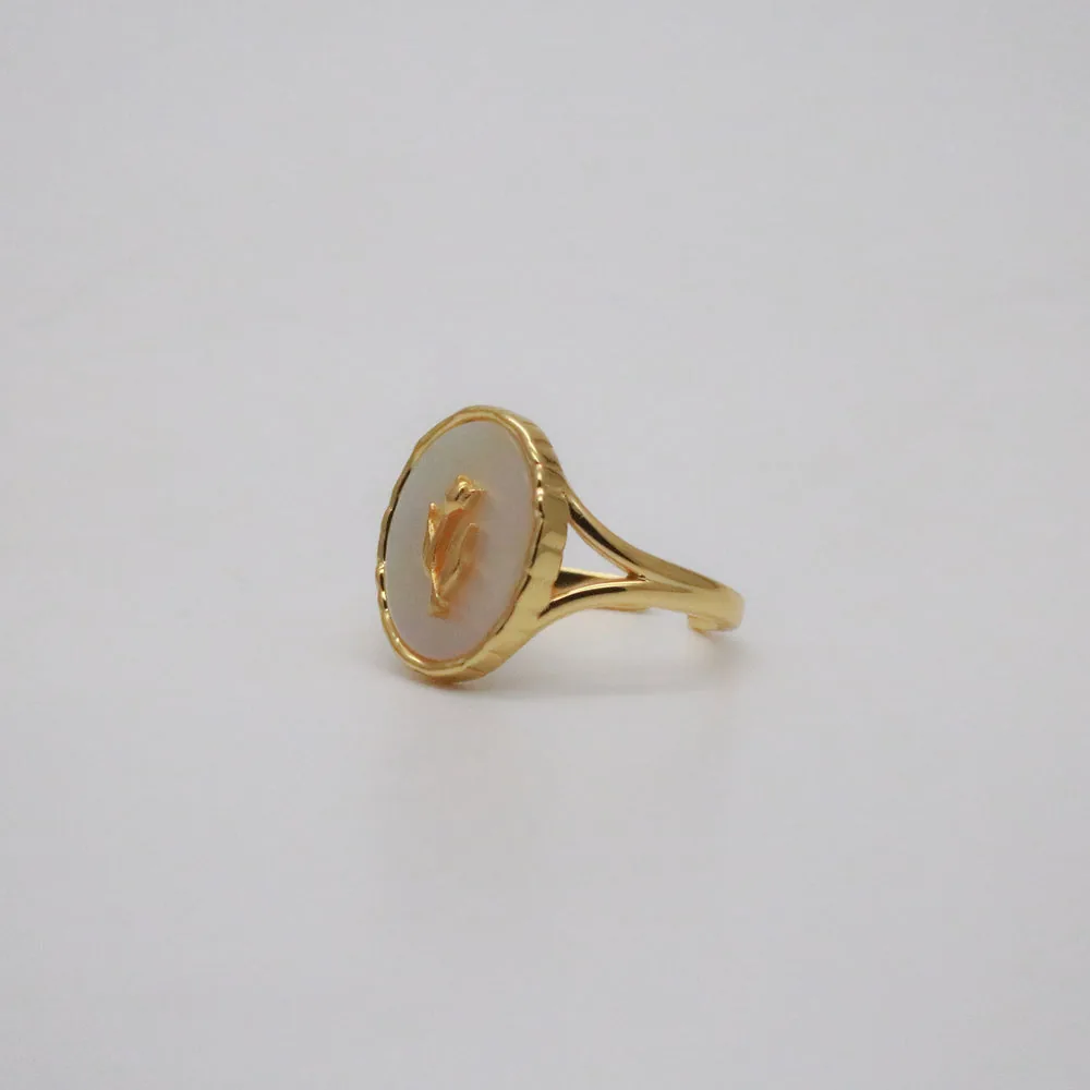 18k Gold Plated Rose Signet Ring – Adjustable