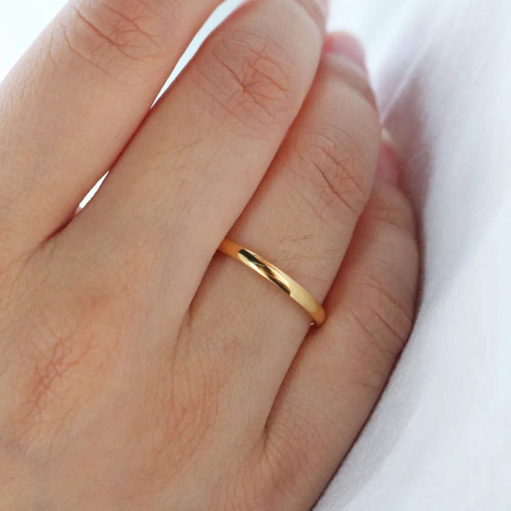 2mm Gold Stacker Band Ring - Waterproof & Tarnish Free