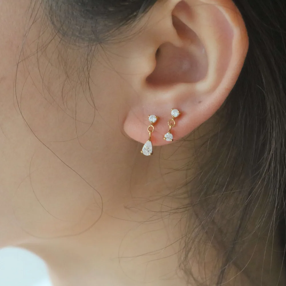 Anisa CZ Stud Earrings – Waterproof Gold Drop Earrings