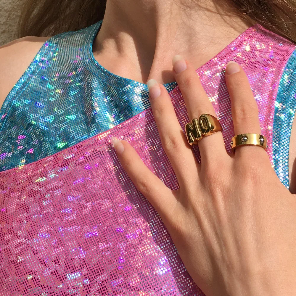 Big NO Ring – Gold-Tone Chunky Statement Ring