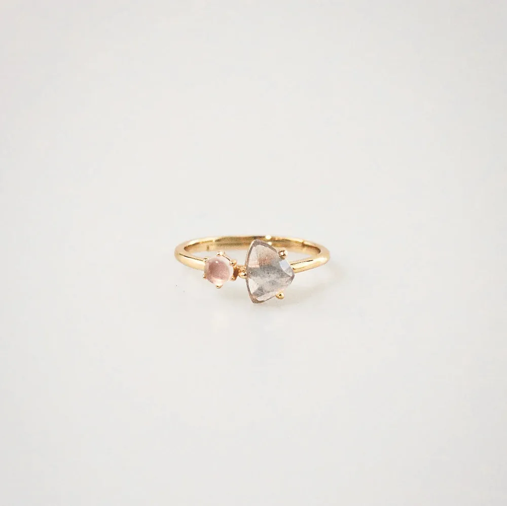 Adjustable Moon and Rose Ring