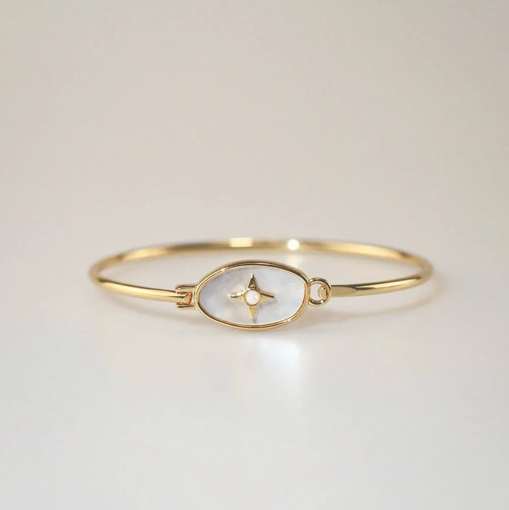 Gold Plated Vintage Celestial Bracelet with Pearl & Opal