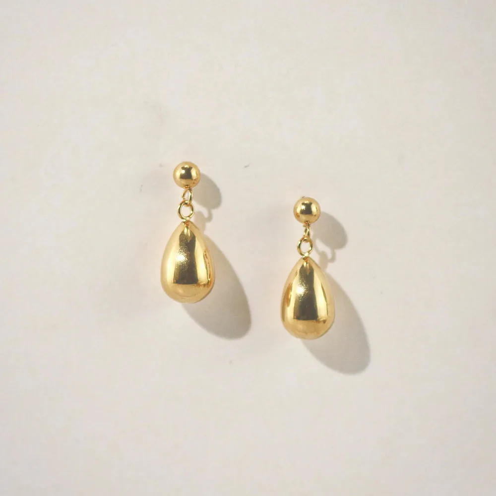 Gold Teardrop Dangle Earrings | Waterproof & Hypoallergenic