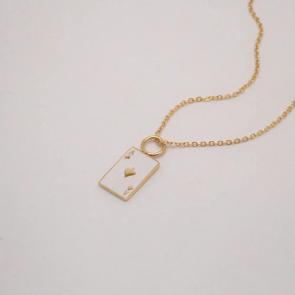 Waterproof Dainty Poker Ace Necklace