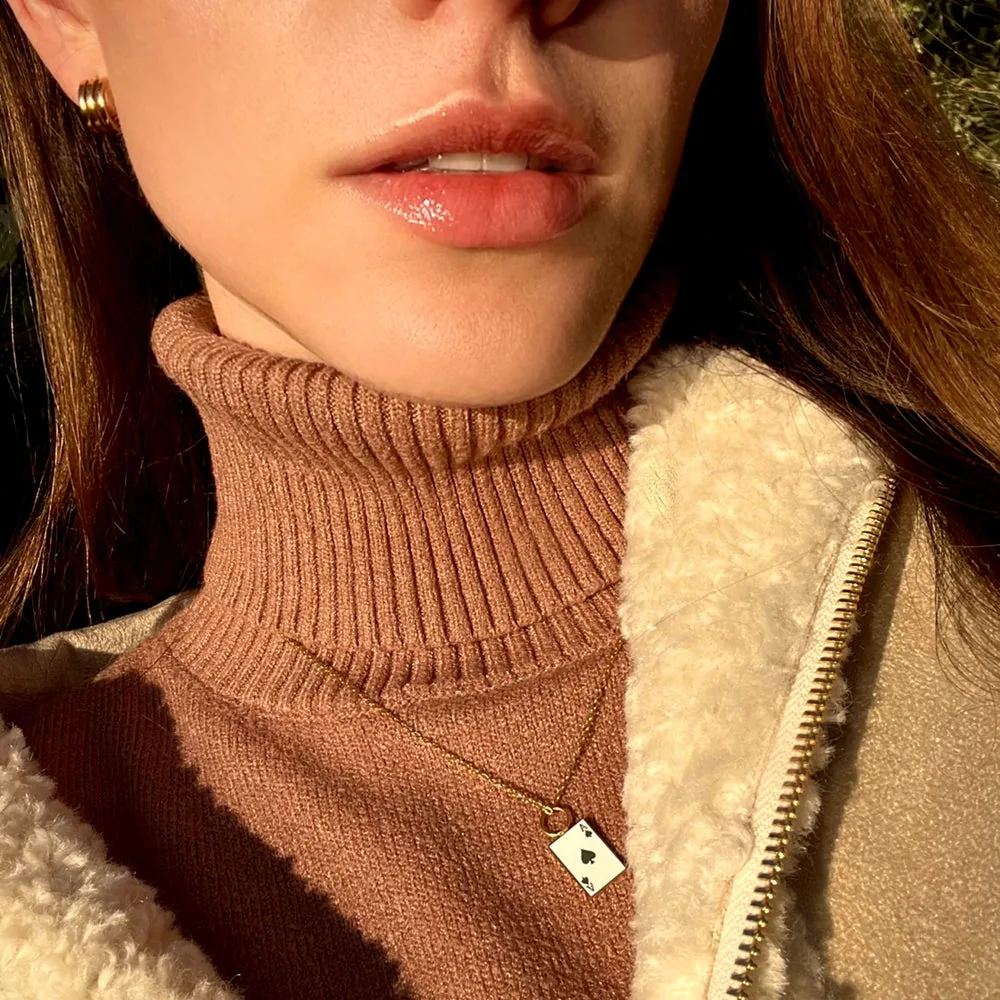 Waterproof Dainty Poker Ace Necklace
